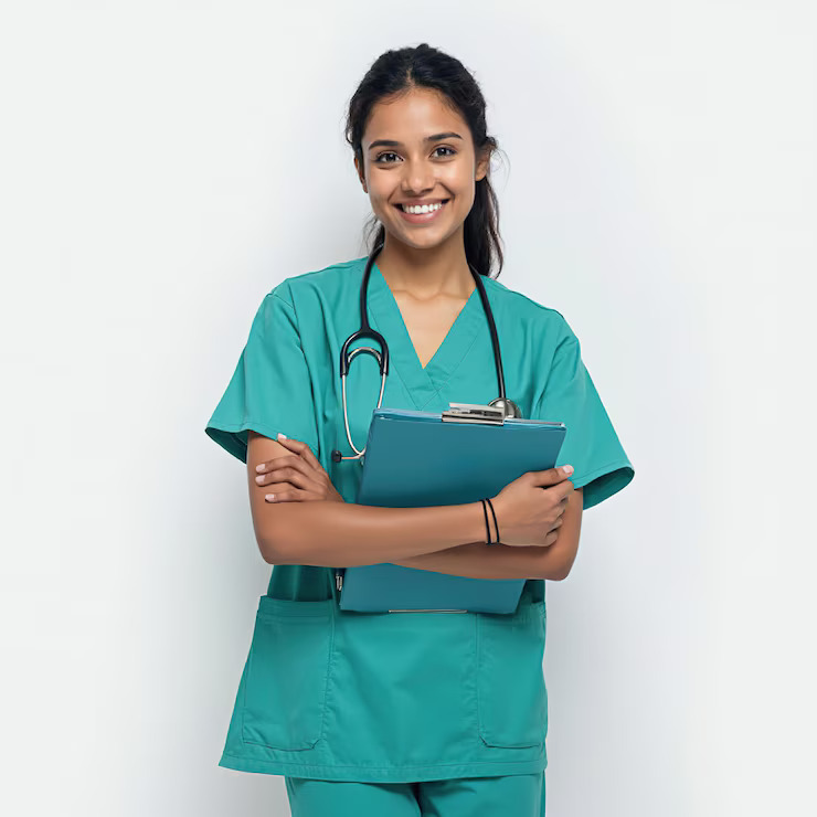 smiling-young-nurse-holding-clipboard-medical-scrubs-with-stethoscope_1297820-4505